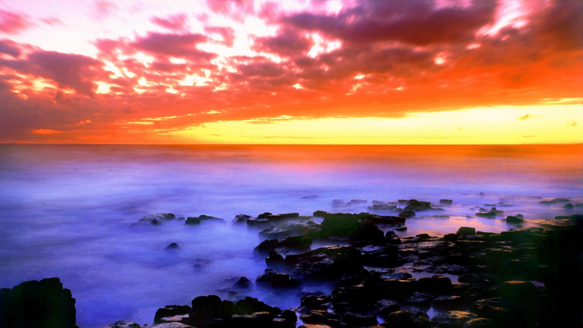 迷人夕阳海边景色壁纸 风景壁纸 高清风景图片 第3图 娟娟壁纸