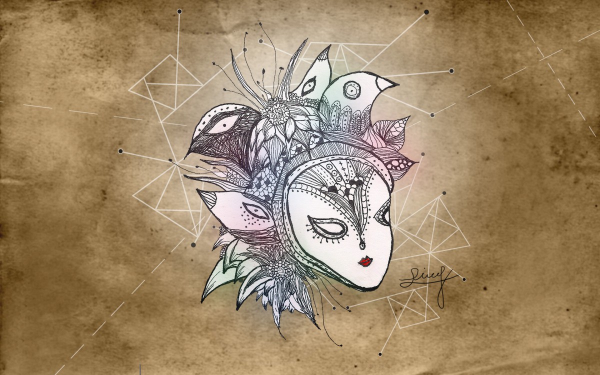 手绘人脸面具壁纸56