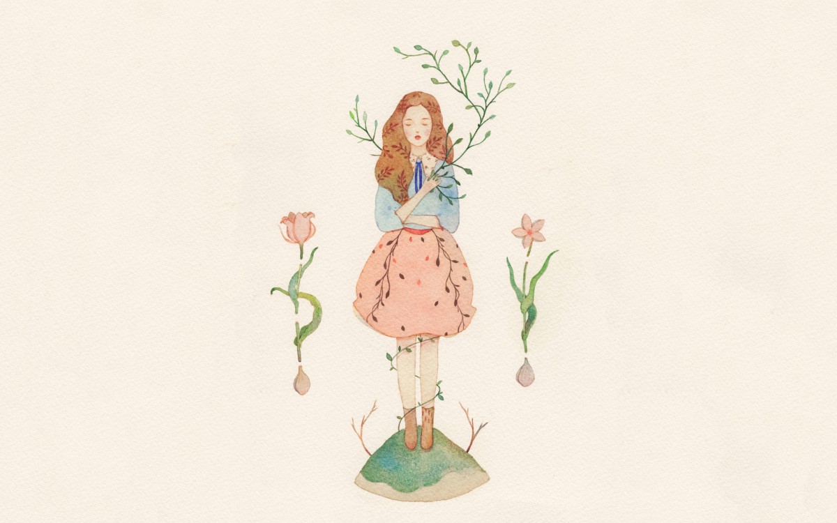 女孩水彩画图片-手绘壁纸-高清手绘图片-娟娟壁纸