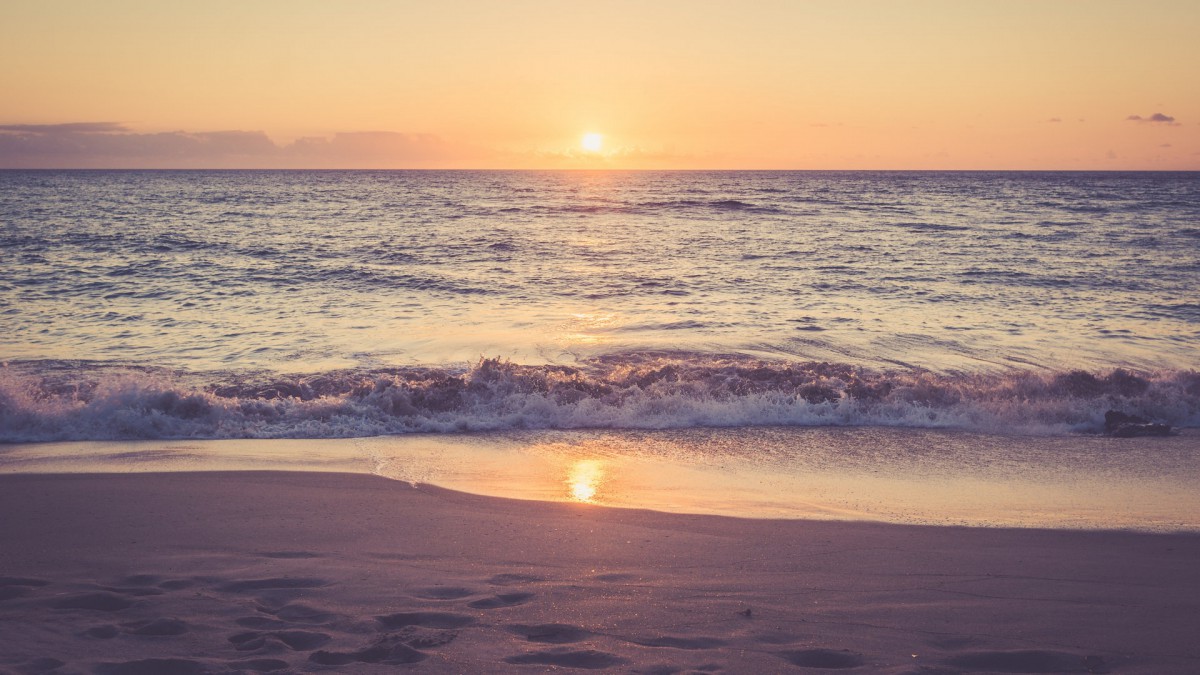 海滩黄昏日落风景图片壁纸56