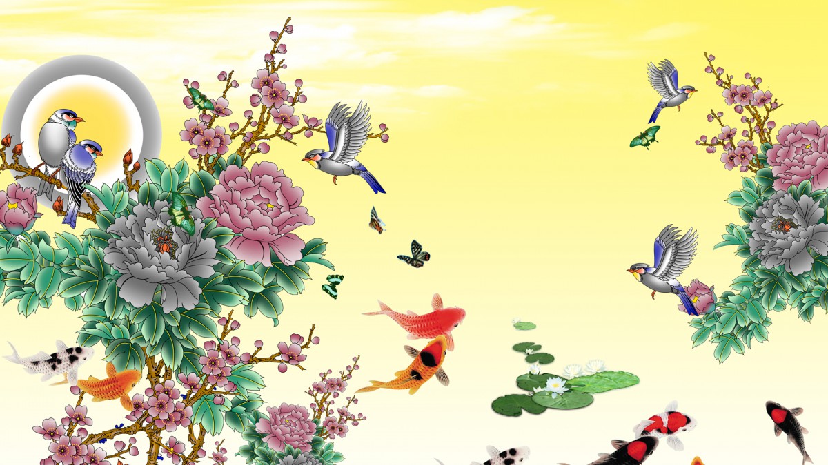 工笔画写意花鸟图片-手绘壁纸-高清手绘图片-娟娟壁纸