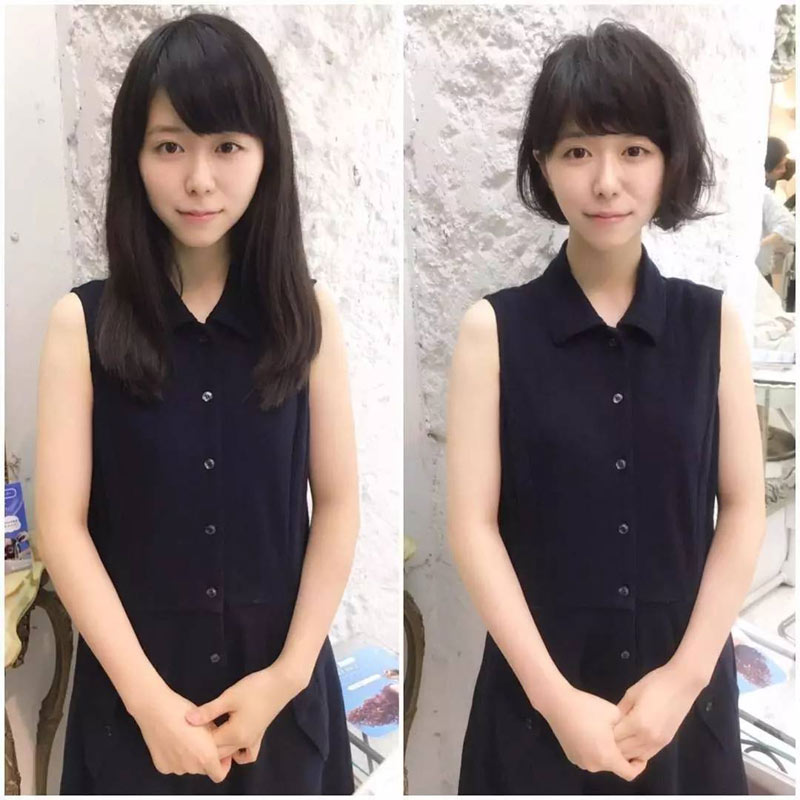 日本女生剪发前后对比照,日系图片,发型图片
