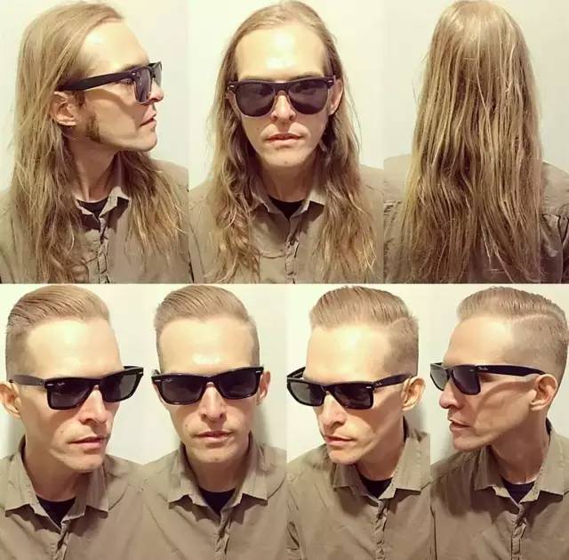 男生长发前短发后对比照