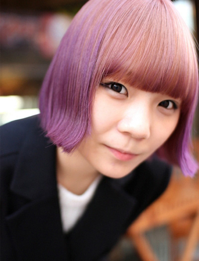 紫红色头发怎样染好看,染发图片,发型图片