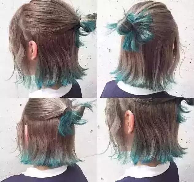 短发裙摆染渐变拼接色,染发图片,发型图片