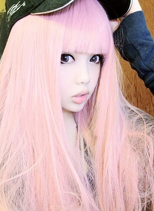 超好看的直发渐变色头发图片