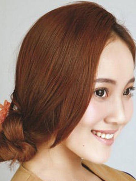 韩式低盘发简单发型图片