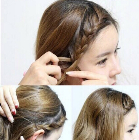 半长不短刘海编发图解片