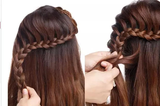 三股辫环形加股编发盘发图解片