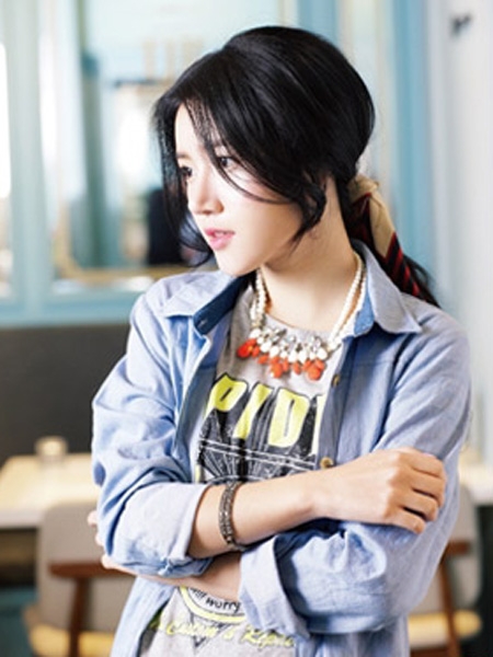 蝴蝶结侧马尾 头巾低马尾,扎马尾图片,发型图片