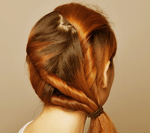 女神范中长发侧边马尾扎发,扎马尾图片,发型图片