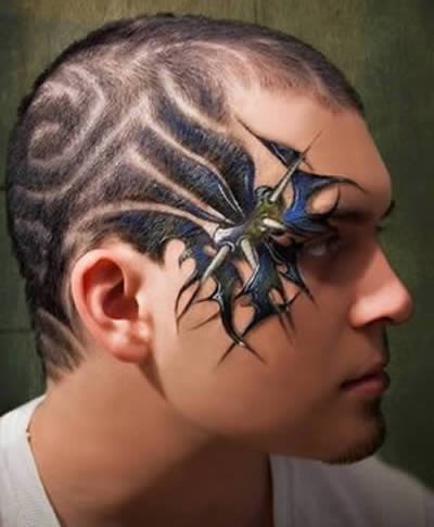 男士在头发上做纹身图片男士2020最新剪一半做纹身的发型示例