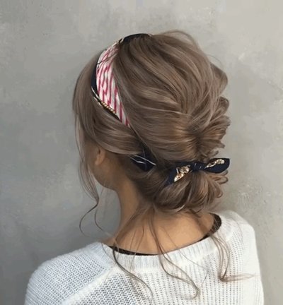 丝巾扎头发浪漫又新颖夏季女孩子丝巾盘发教程