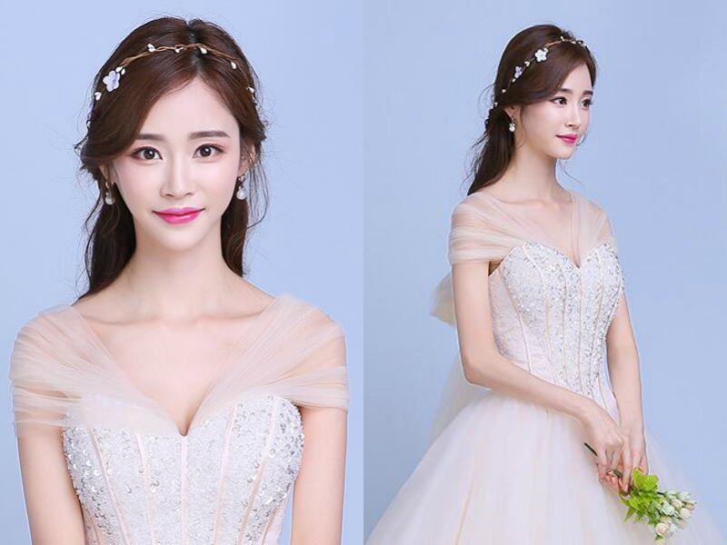 甜美优雅新娘公主头盘发