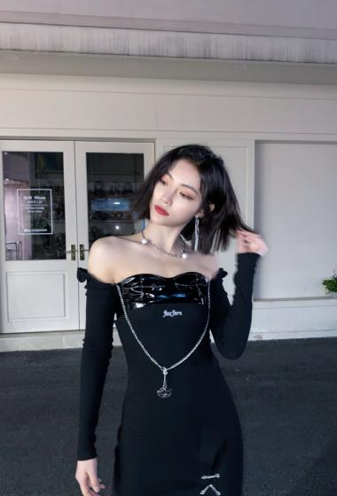 许佳琪抹胸裙性感街拍照图片55