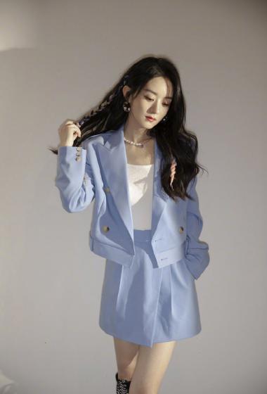 赵丽颖蓝色套装时尚写真图片18