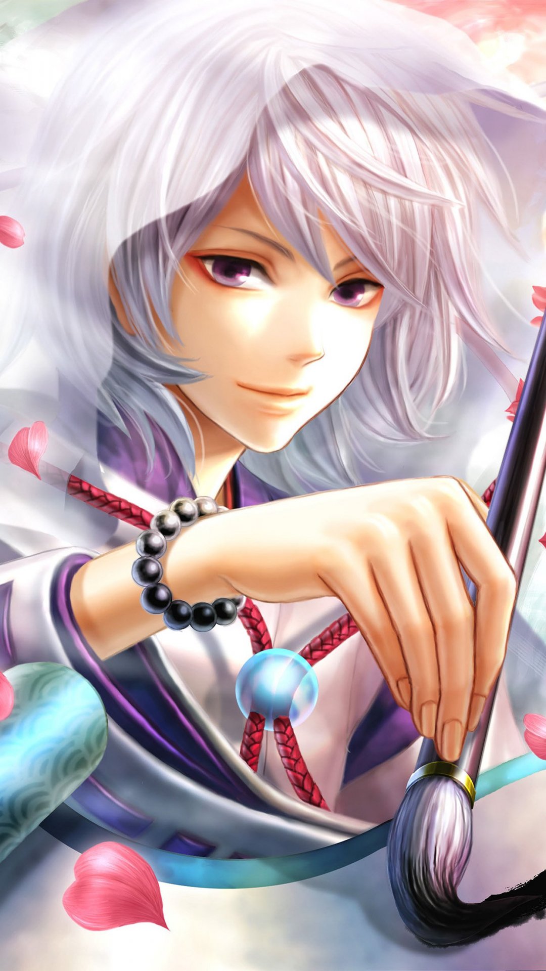 手拿毛笔的刷漆动漫帅哥