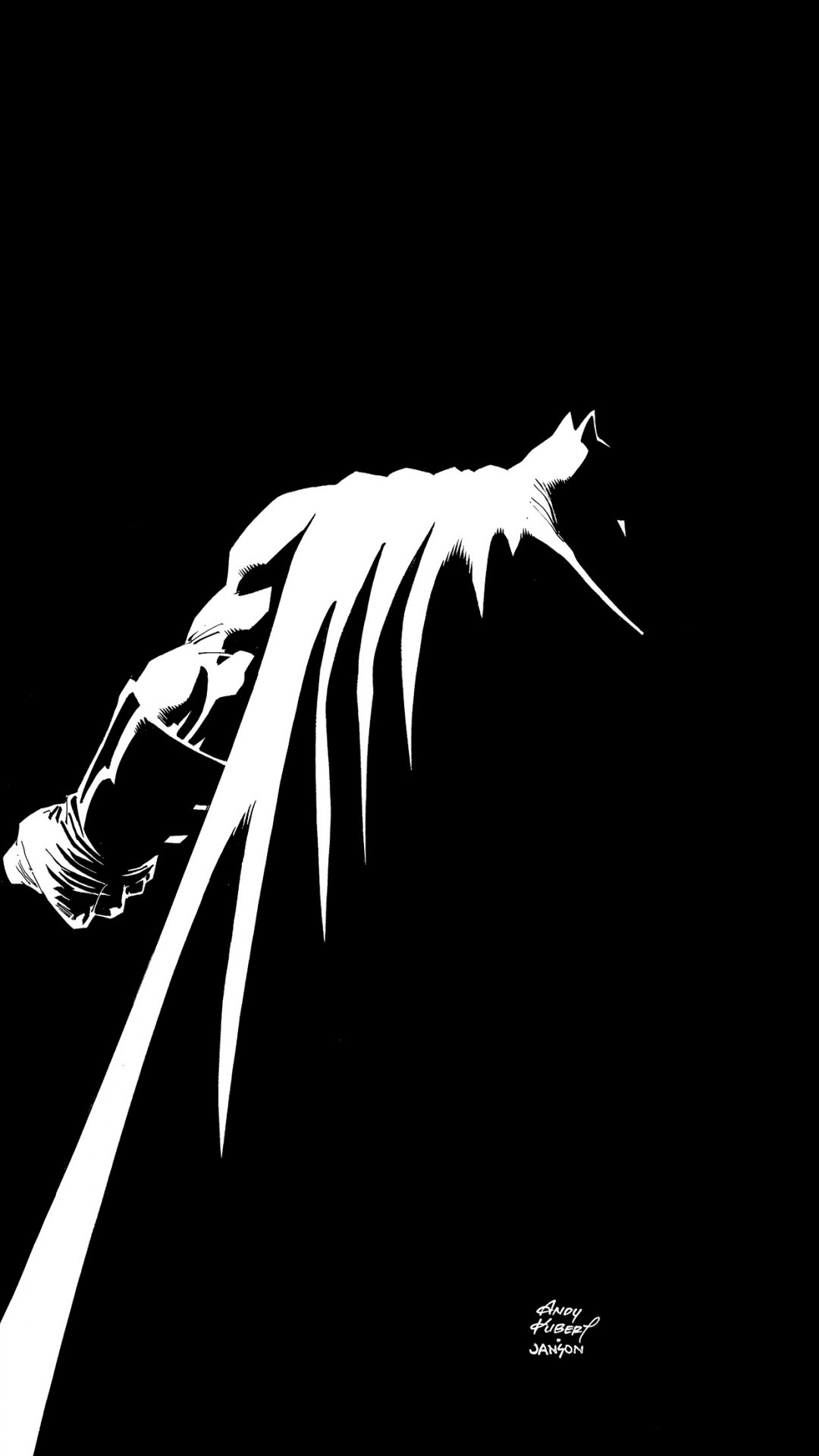 黑白色调的蝙蝠侠背影创意,高清图片,手机壁纸