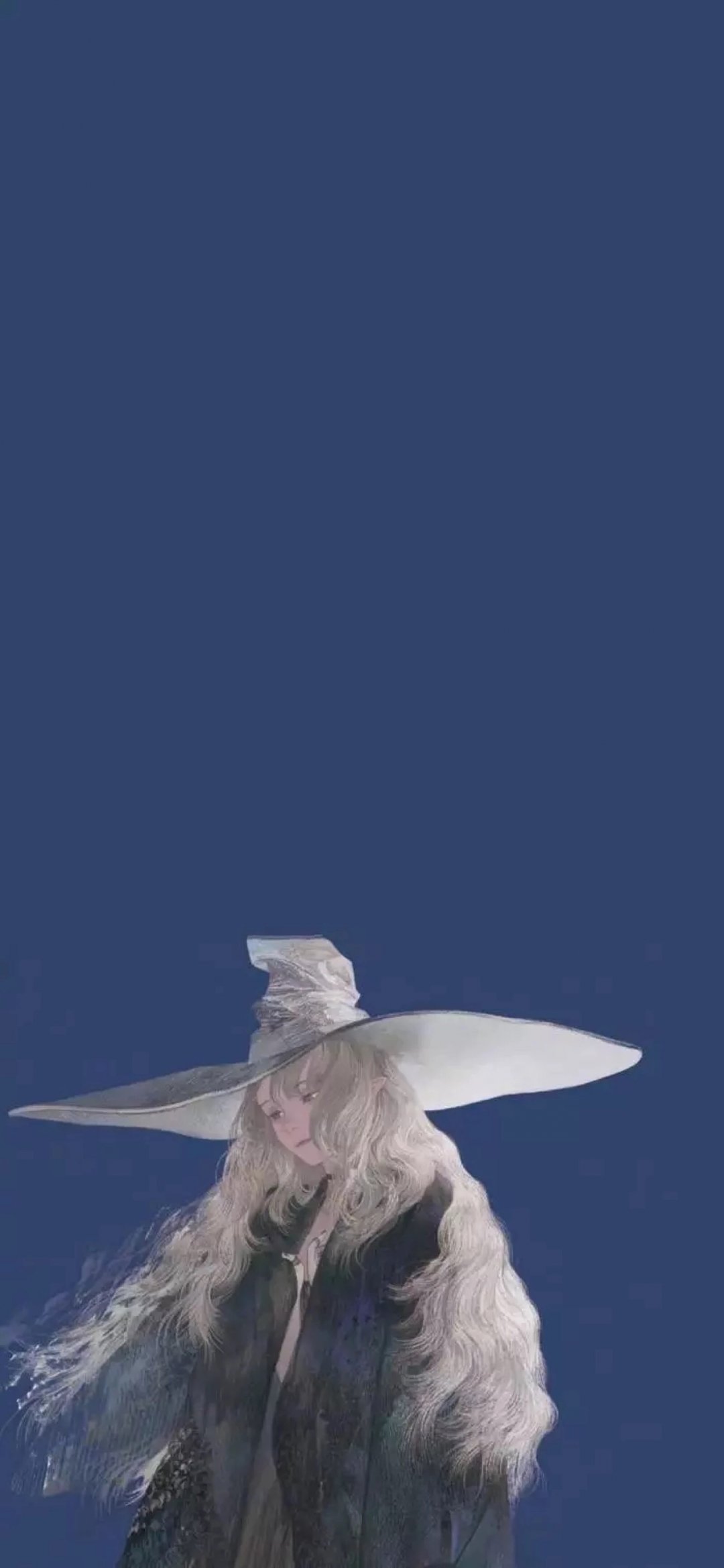 戴着巫师帽有着长长的白发的动漫女生