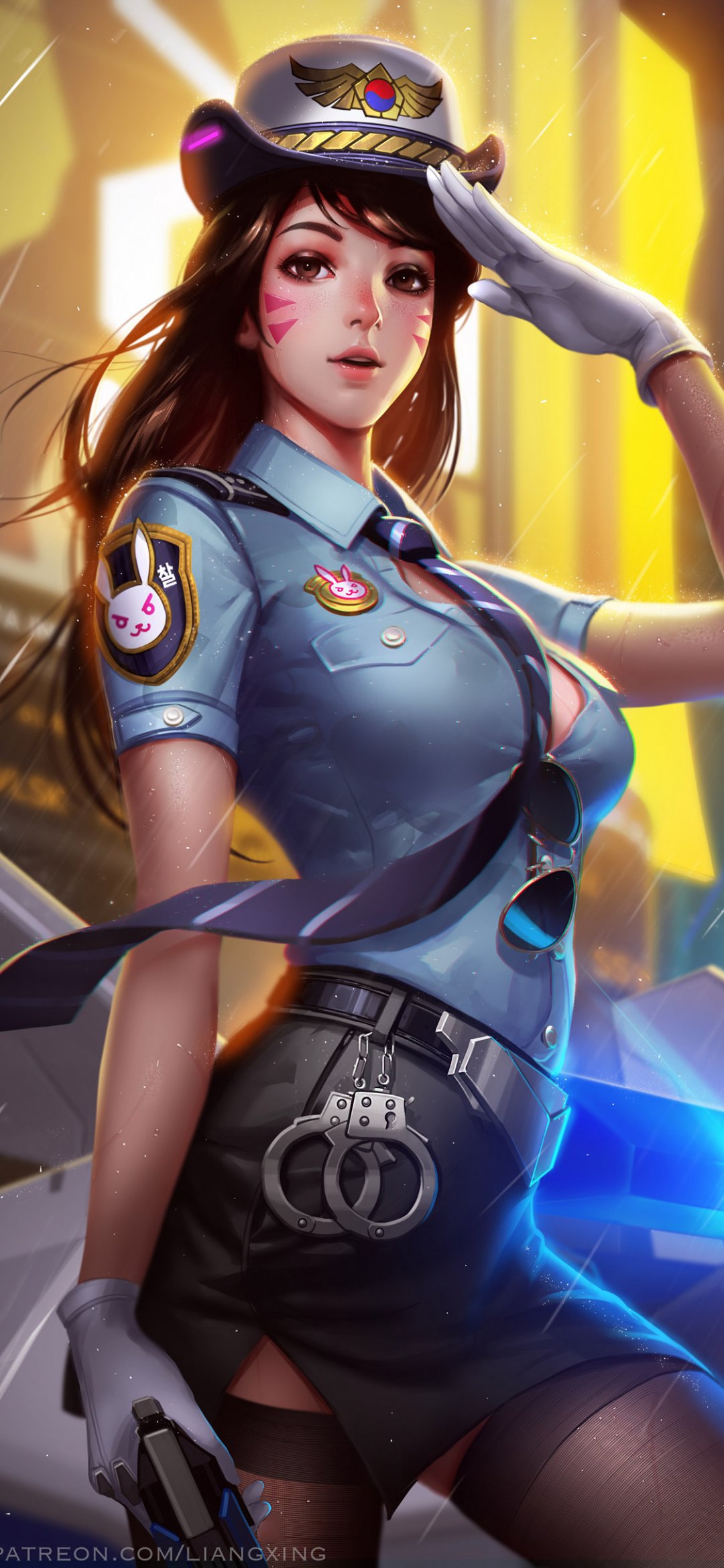 3d穿女警制服的大胸动漫美女,高清图片,手机壁纸