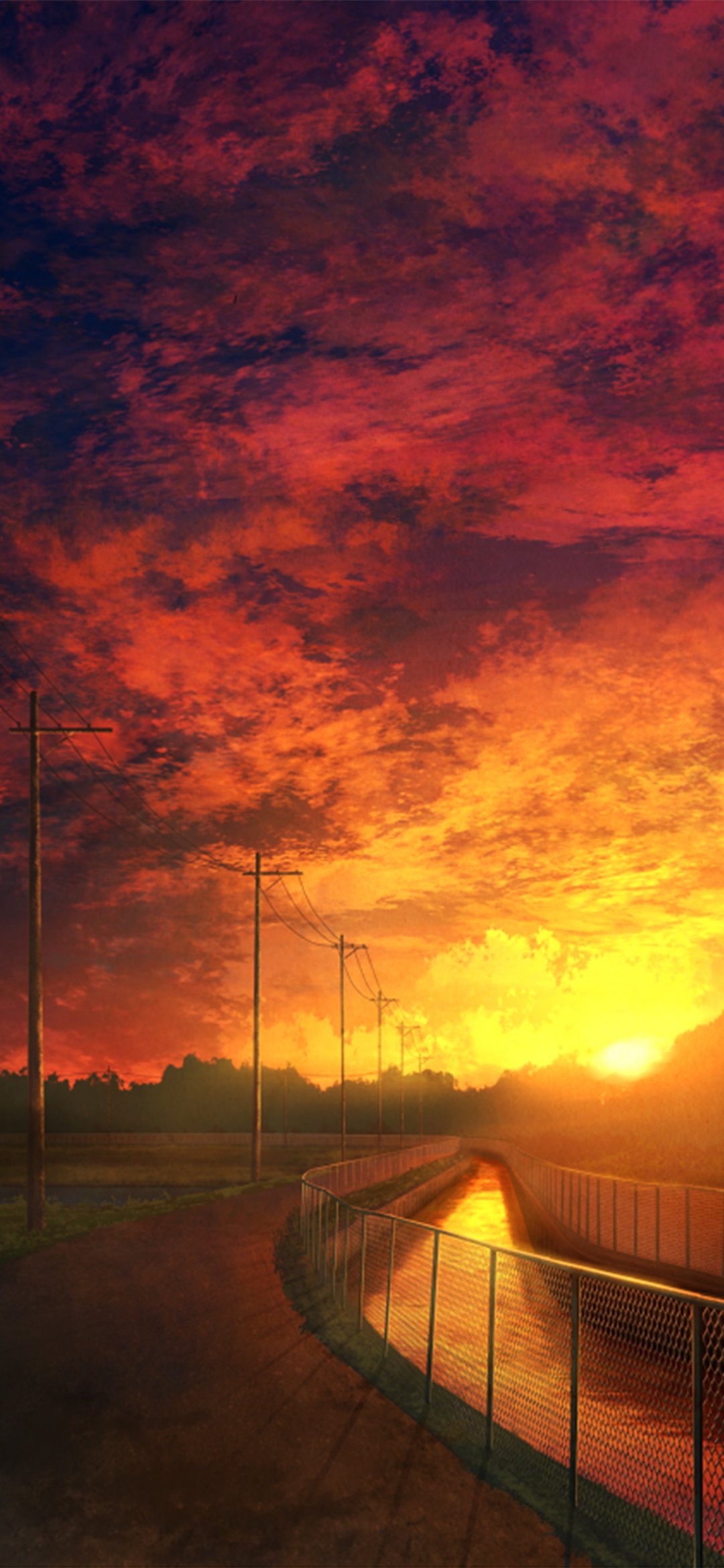 橙色唯美的落日火烧云