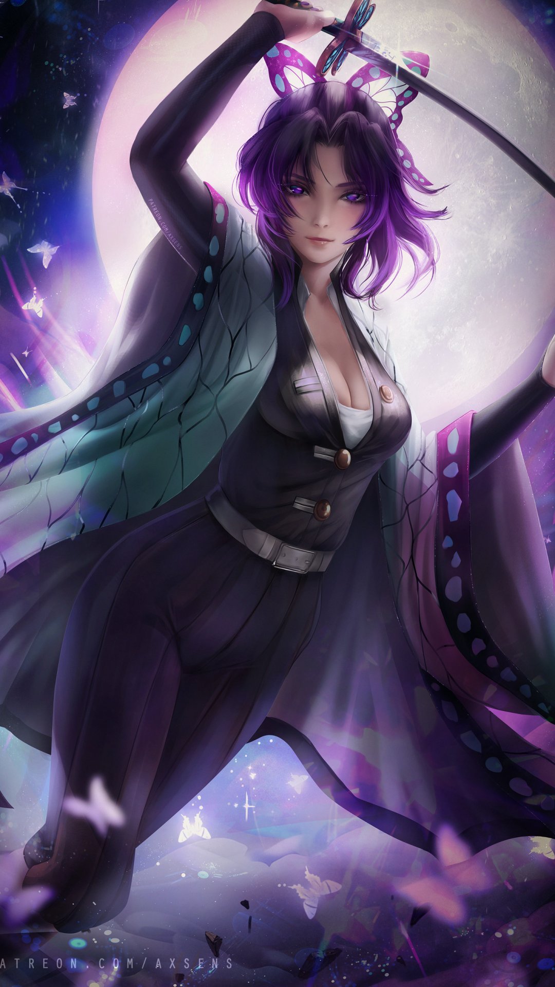 鬼灭人物虫蛀·蝴蝶忍3D版本插画,高清图片,手机壁纸