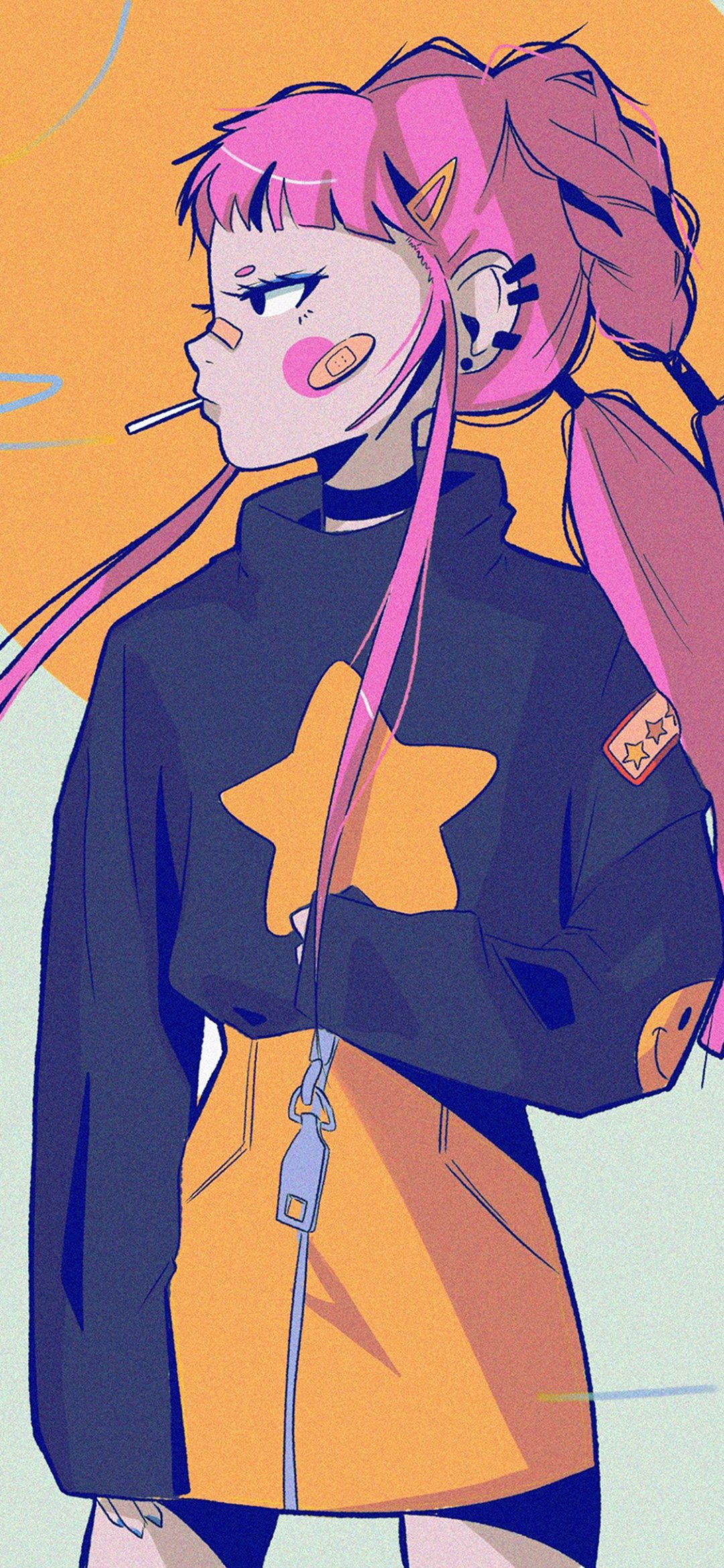 时尚穿运动装的动漫少女创意手绘插画下载,高清图片,手机壁纸