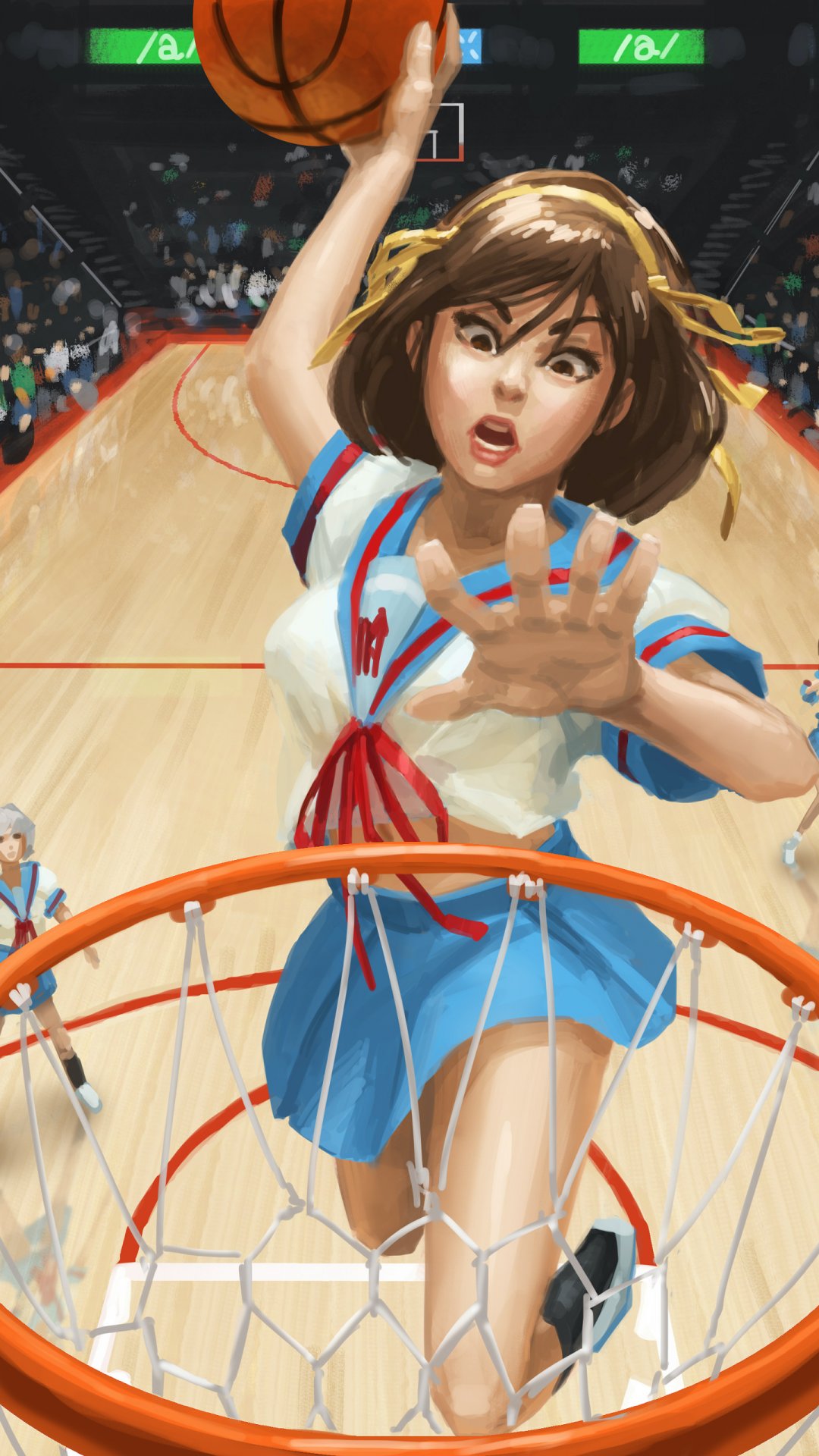 灌篮的动漫短发学生妹个