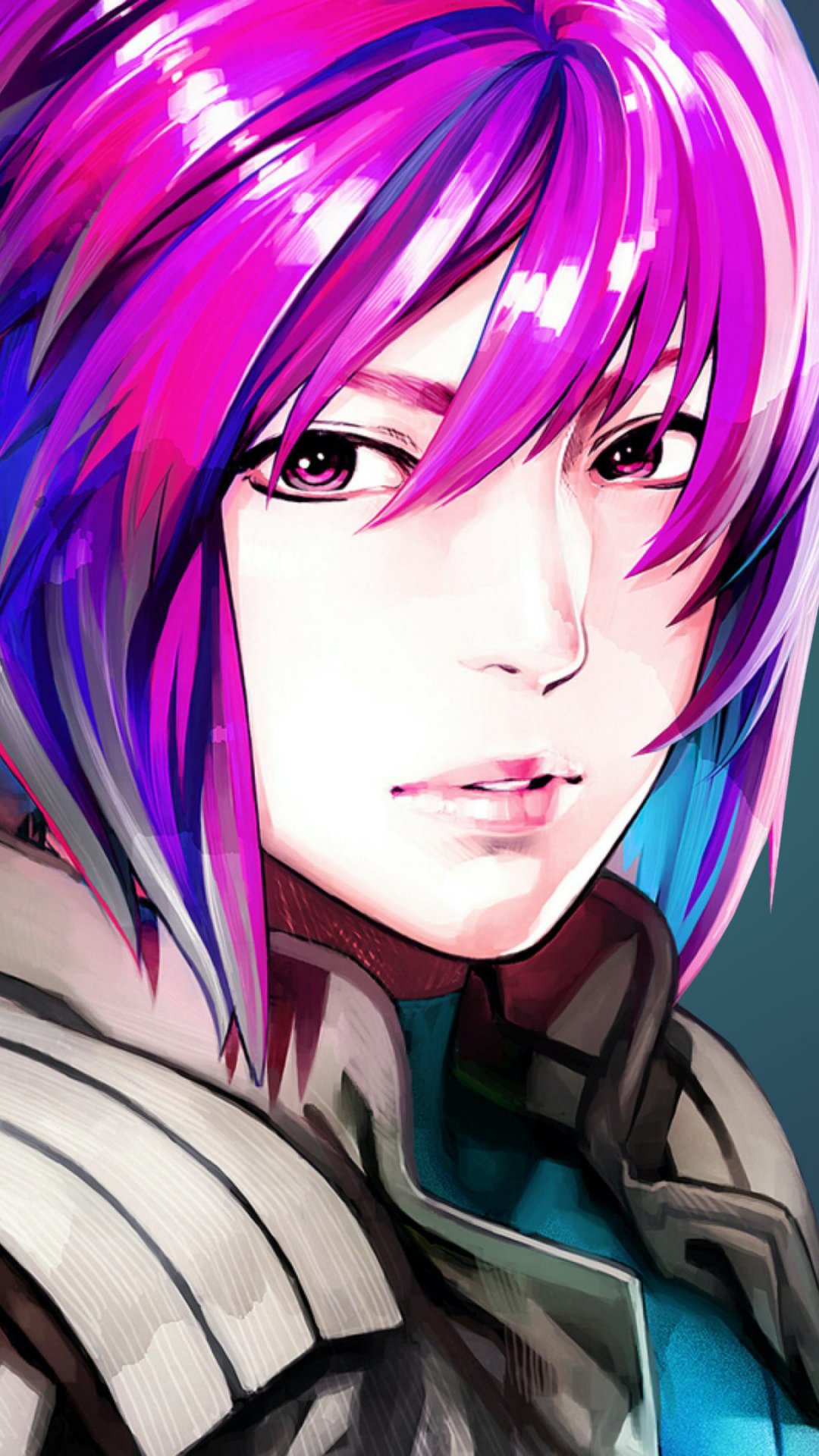 紫色头发,高清的刘海动漫美女人像插画高清