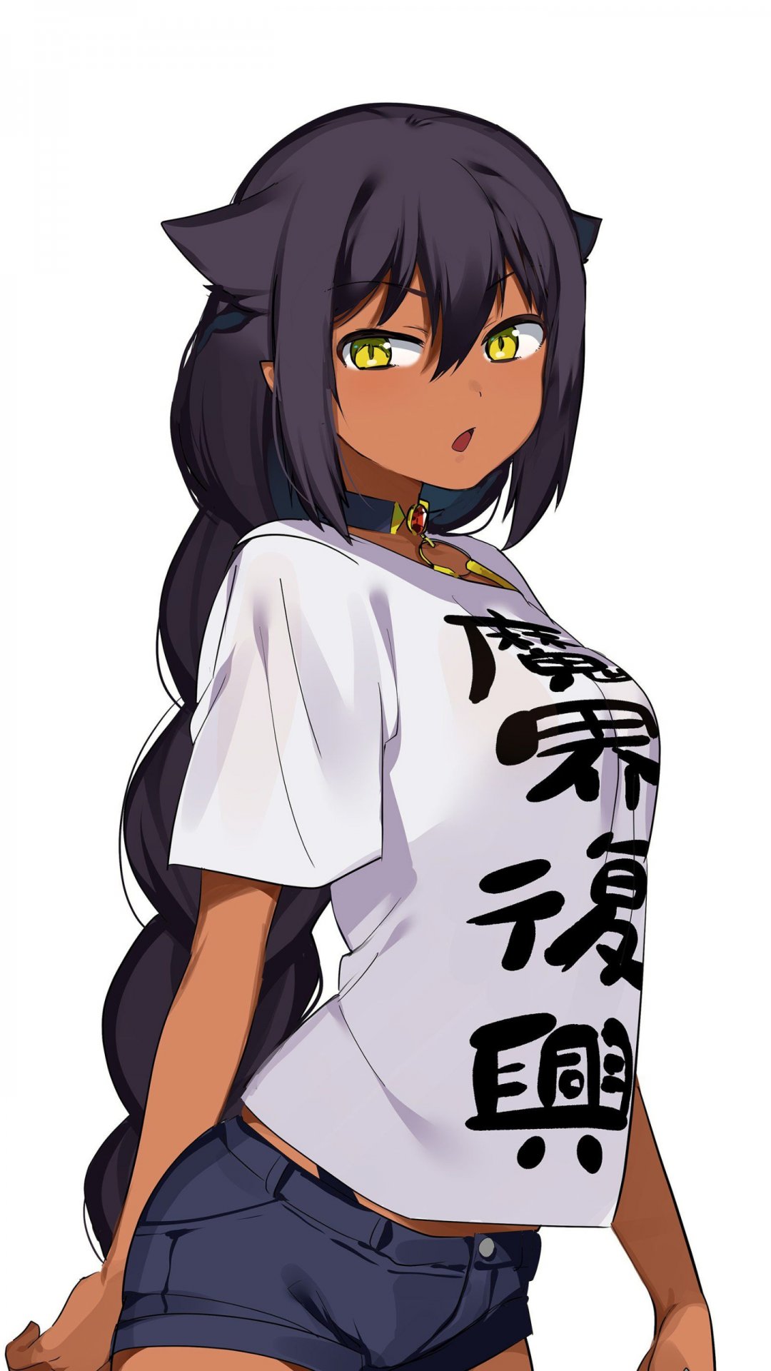 穿魔界复兴字样t恤的动漫人物