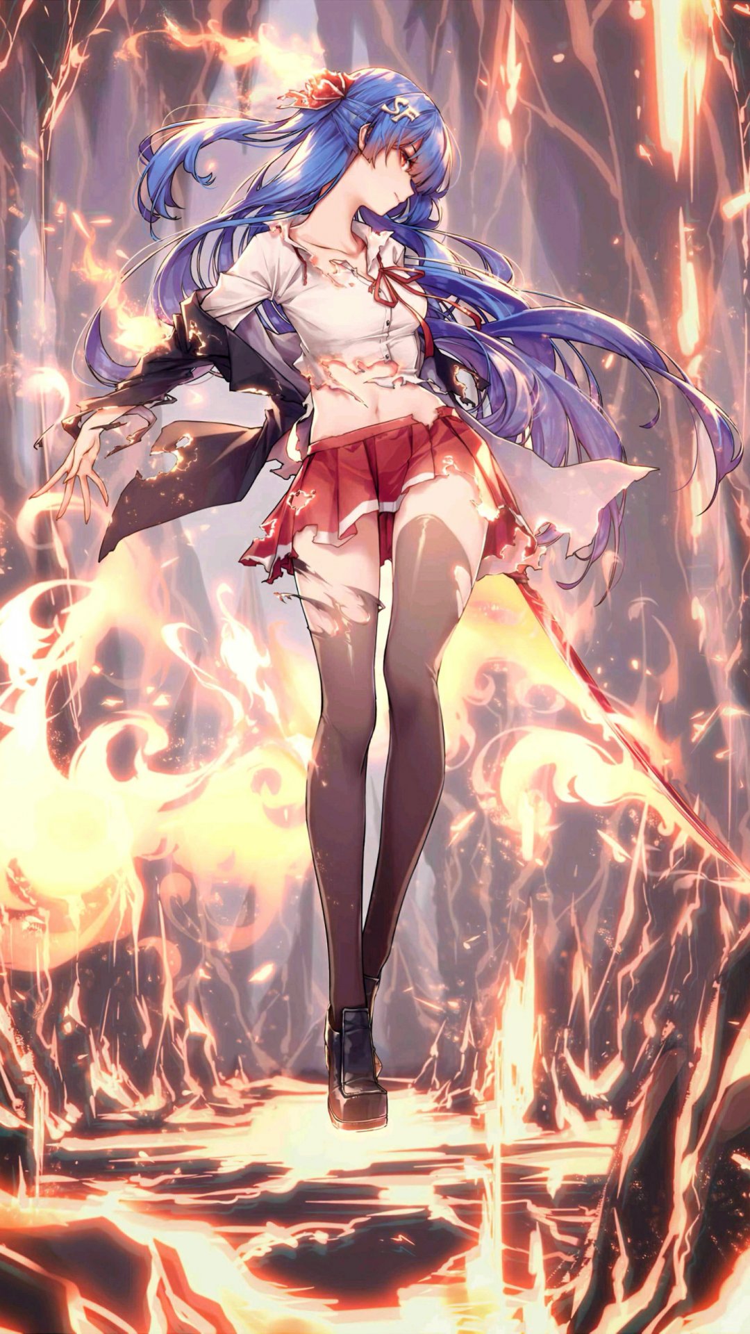 动漫少女,短裙,悬浮女战士