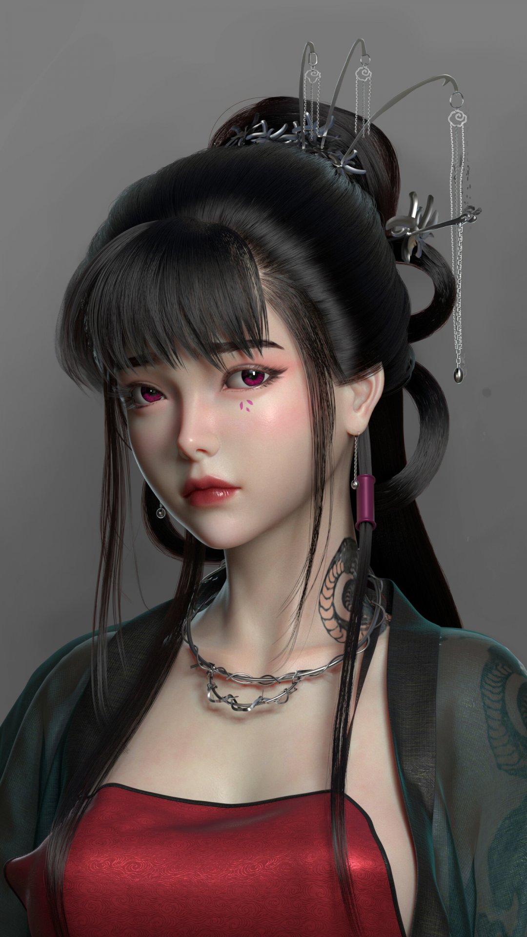 蕾丝肚兜动漫古风美女人像手绘高清