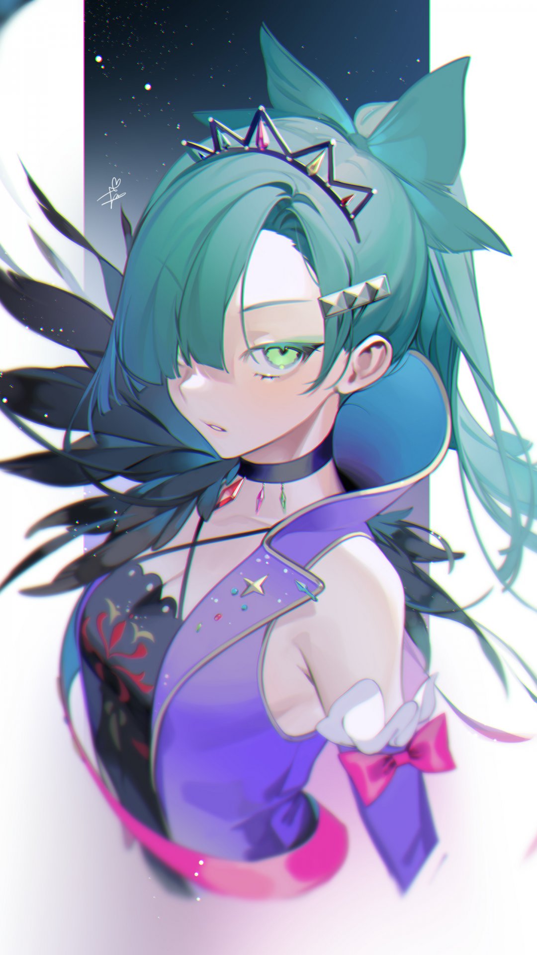 蓝发少女人像近照