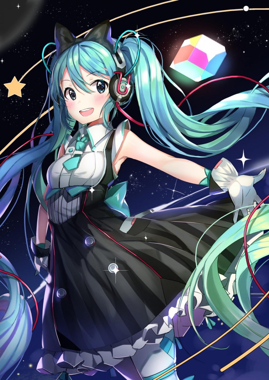 彩色石头初音未来米库miku葱娘公主殿下,高清图片,手机壁纸