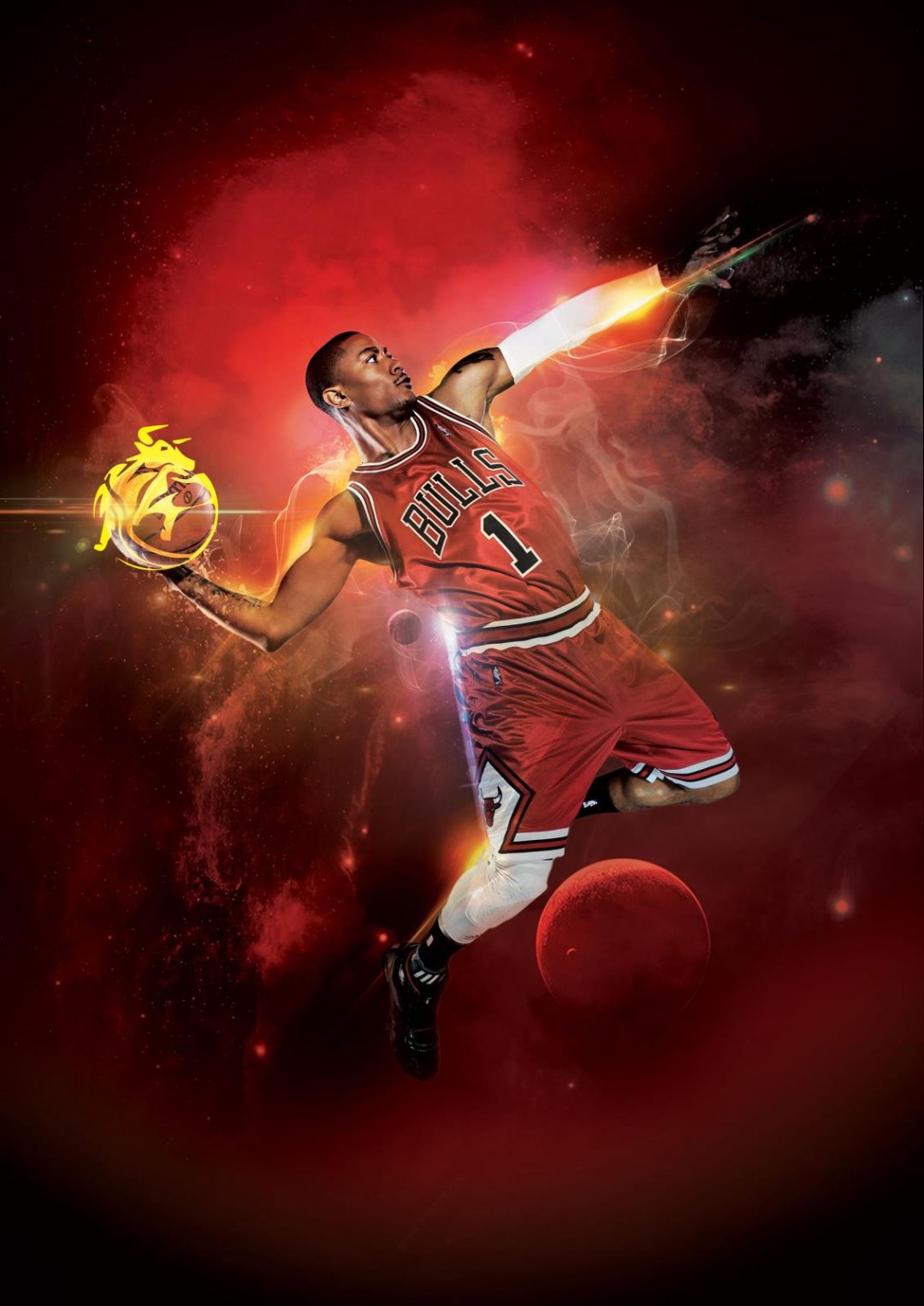 nba篮球明星公牛队德里克罗斯扣篮海报