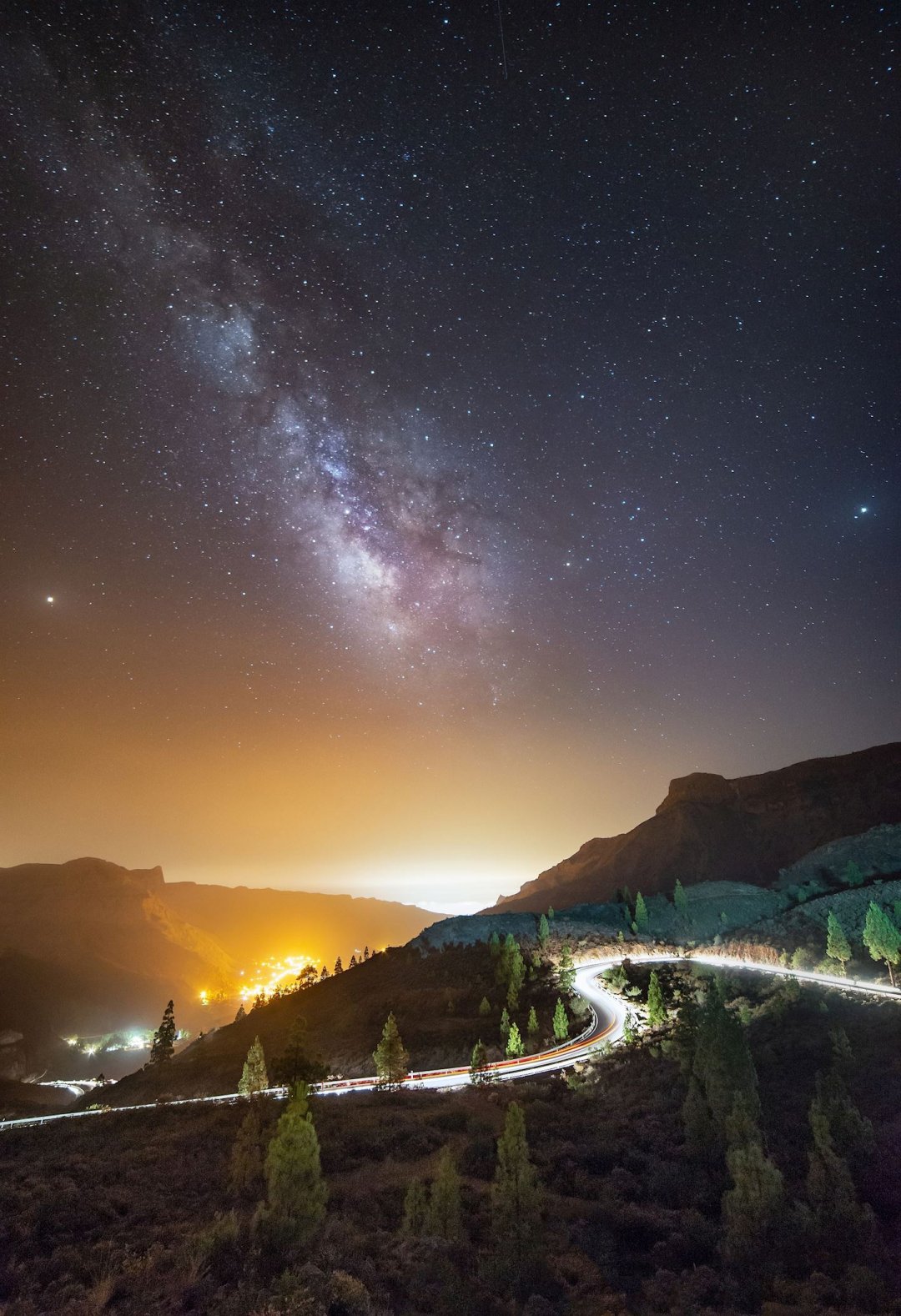 银河系 星空 星星 崎岖山路 夜光