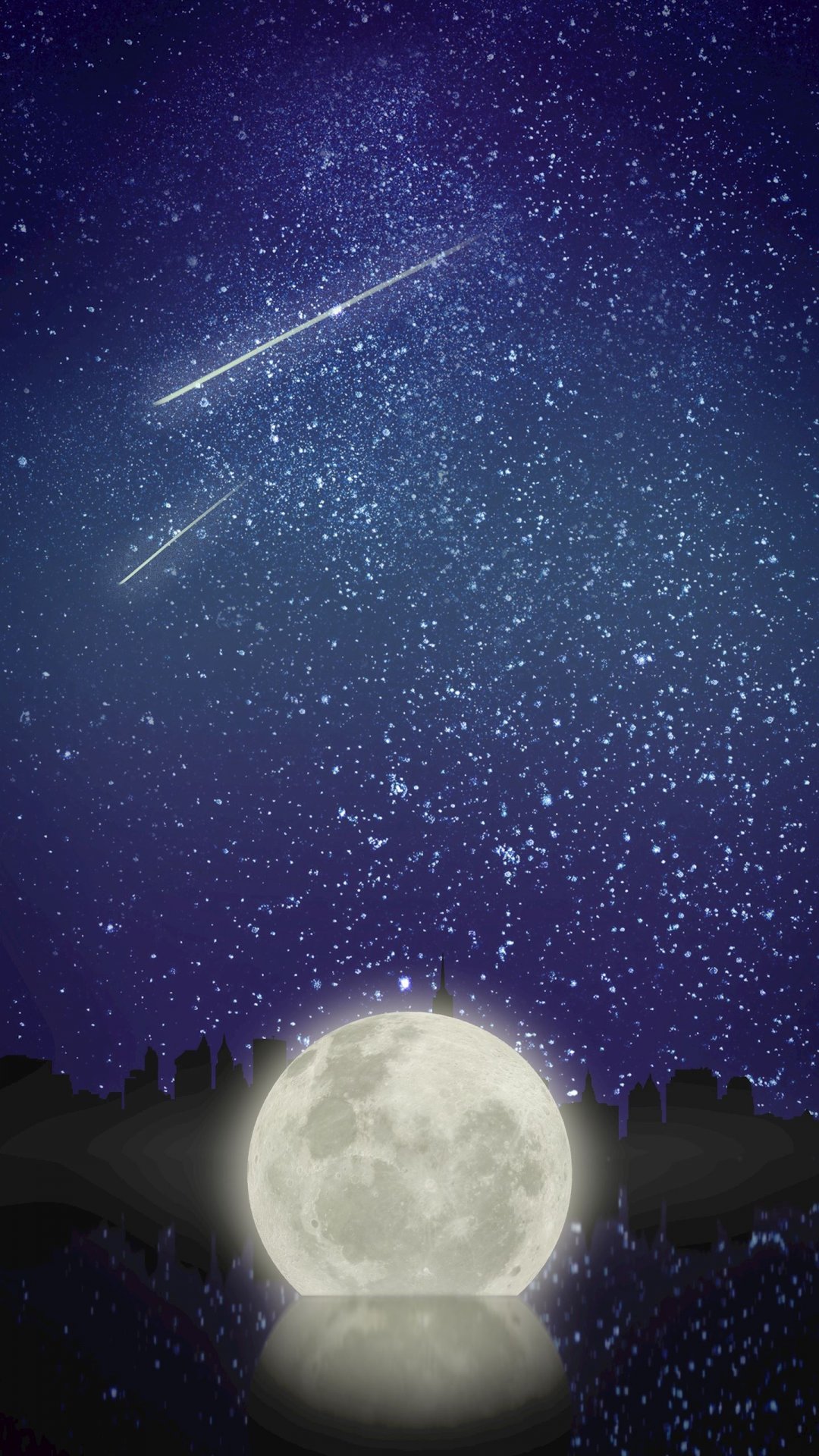 月亮 星星 繁星点点 夜晚的天空,高清图片,手机壁纸