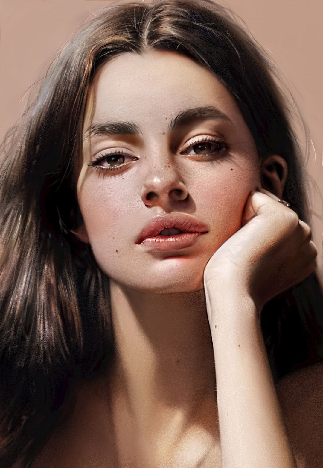 写实白人美女肖像,高清图片,手机壁纸