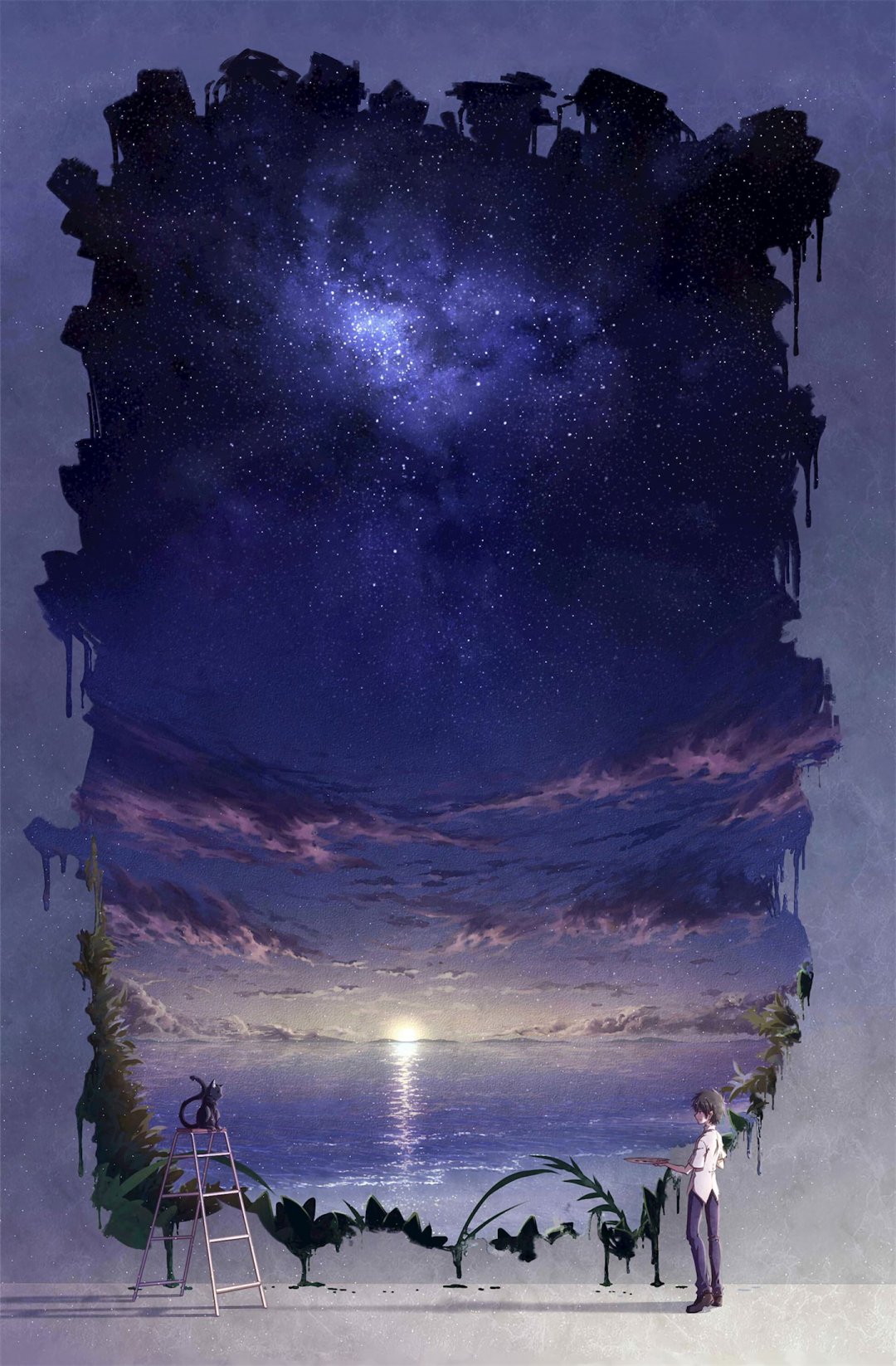 星空男孩绘画壁画