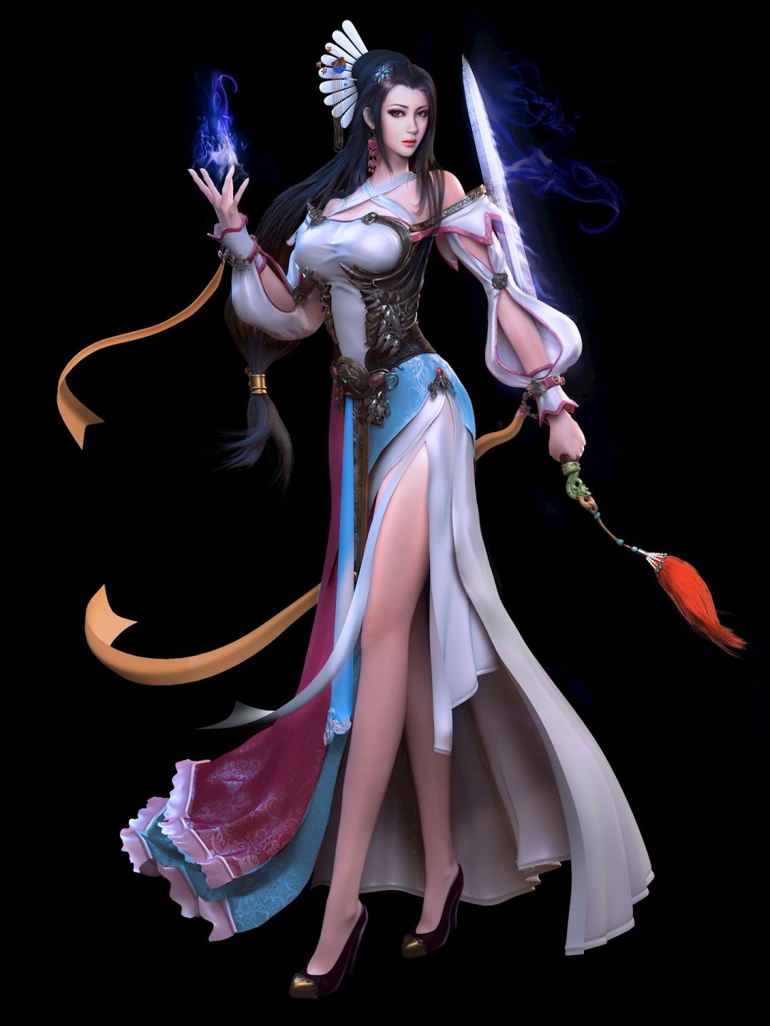 美女大长腿舞剑古装