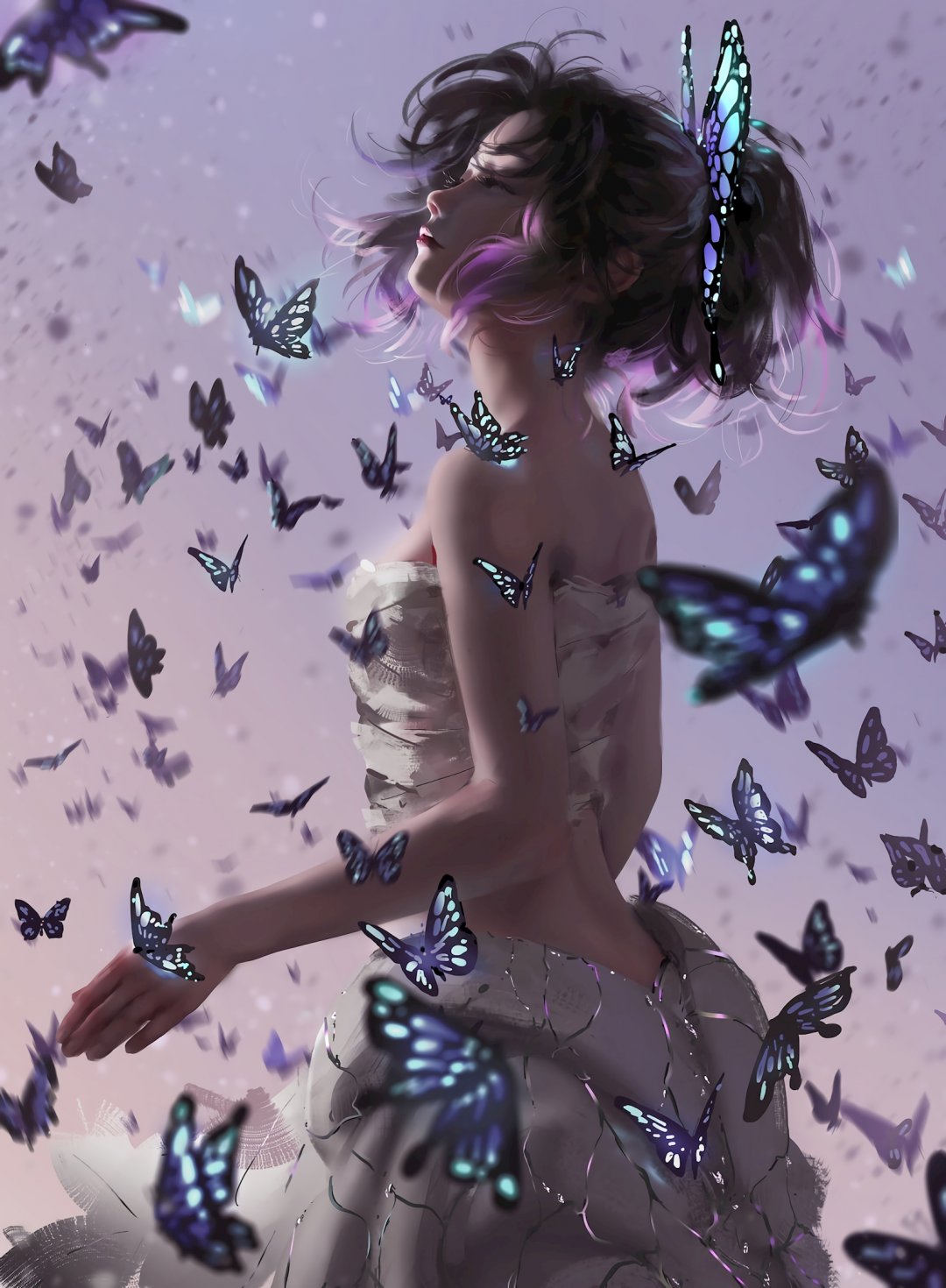 蝴蝶女孩,高清图片,手机壁纸