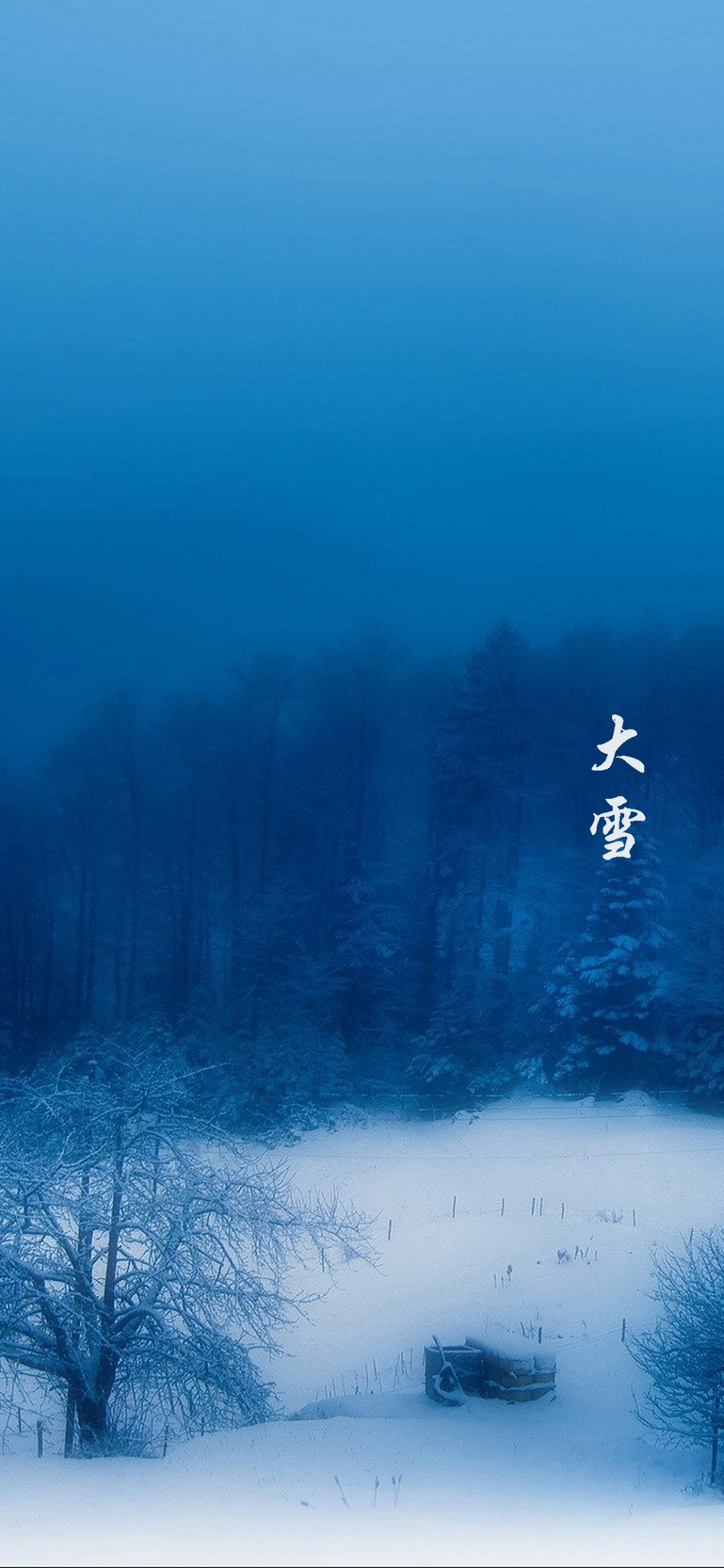 唯美的蓝色雪景 高清图片 手机壁纸