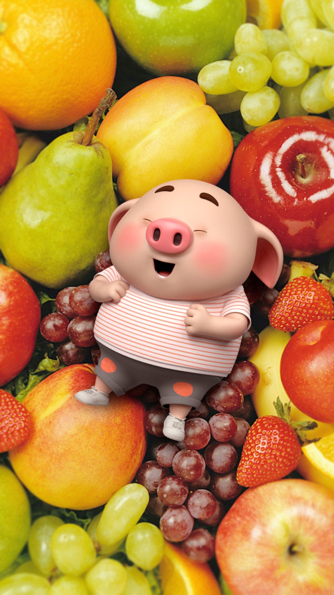 猪小屁沉浸在甜蜜的水果世界