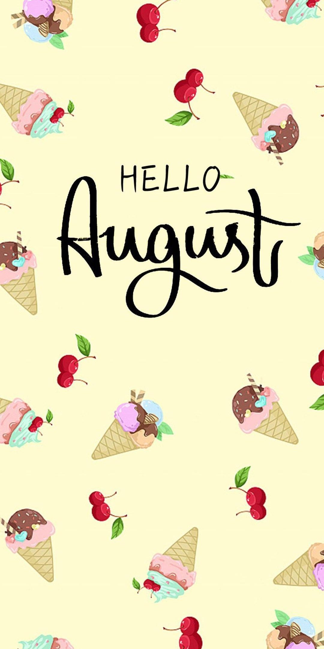 八月你好可爱冰淇淋插画