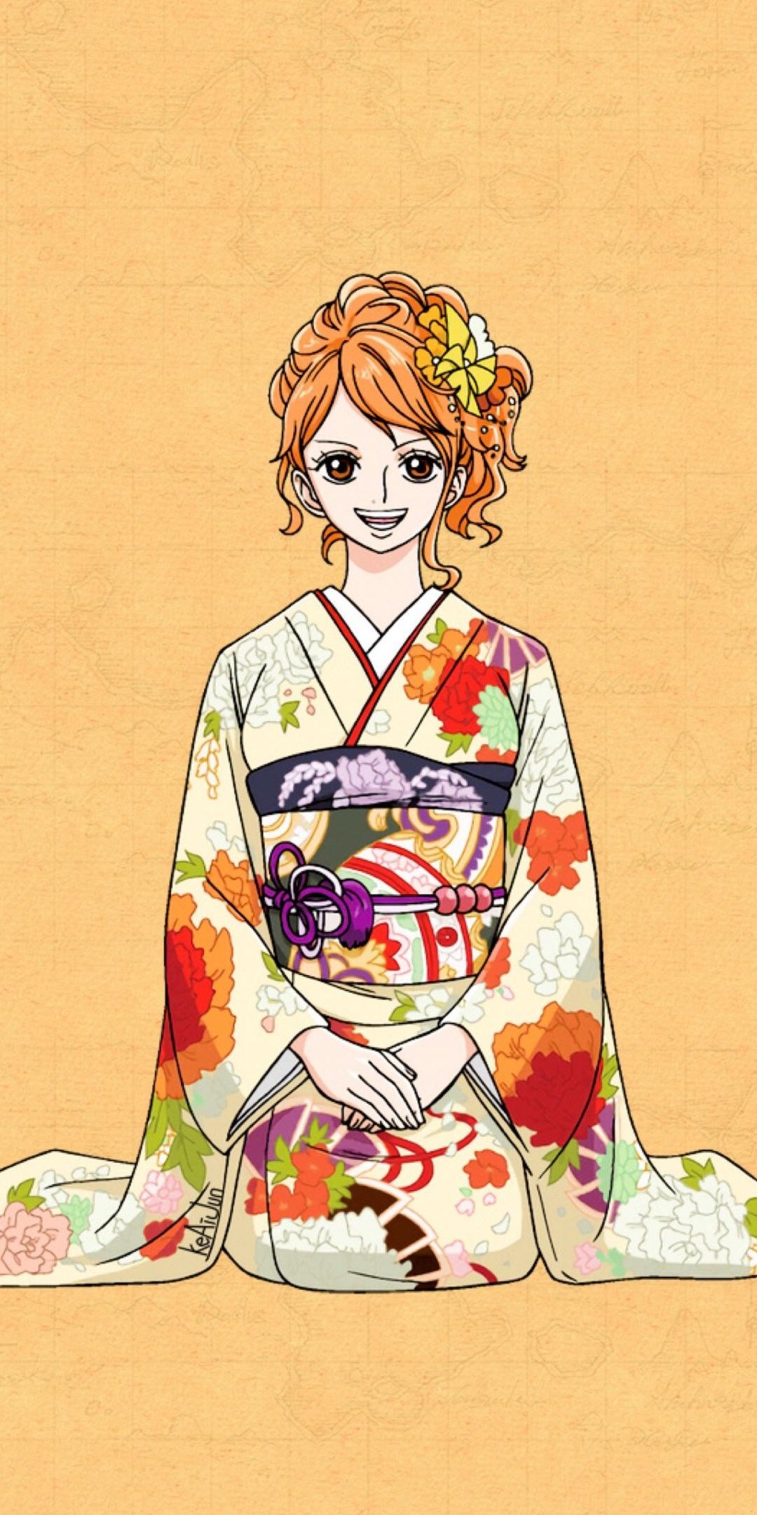 小贼猫娜美和服美丽插画