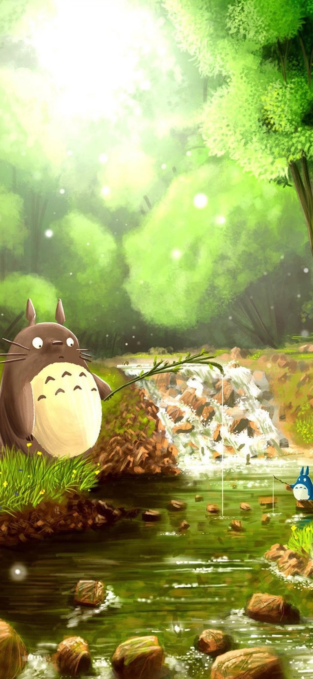 正在钓鱼的可爱龙猫,高清图片,手机壁纸