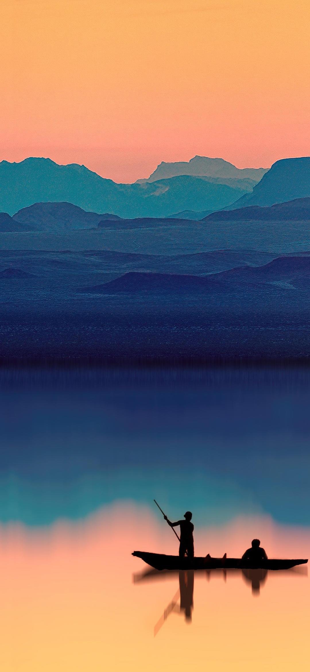 黄昏的摆渡人,高清图片,手机壁纸