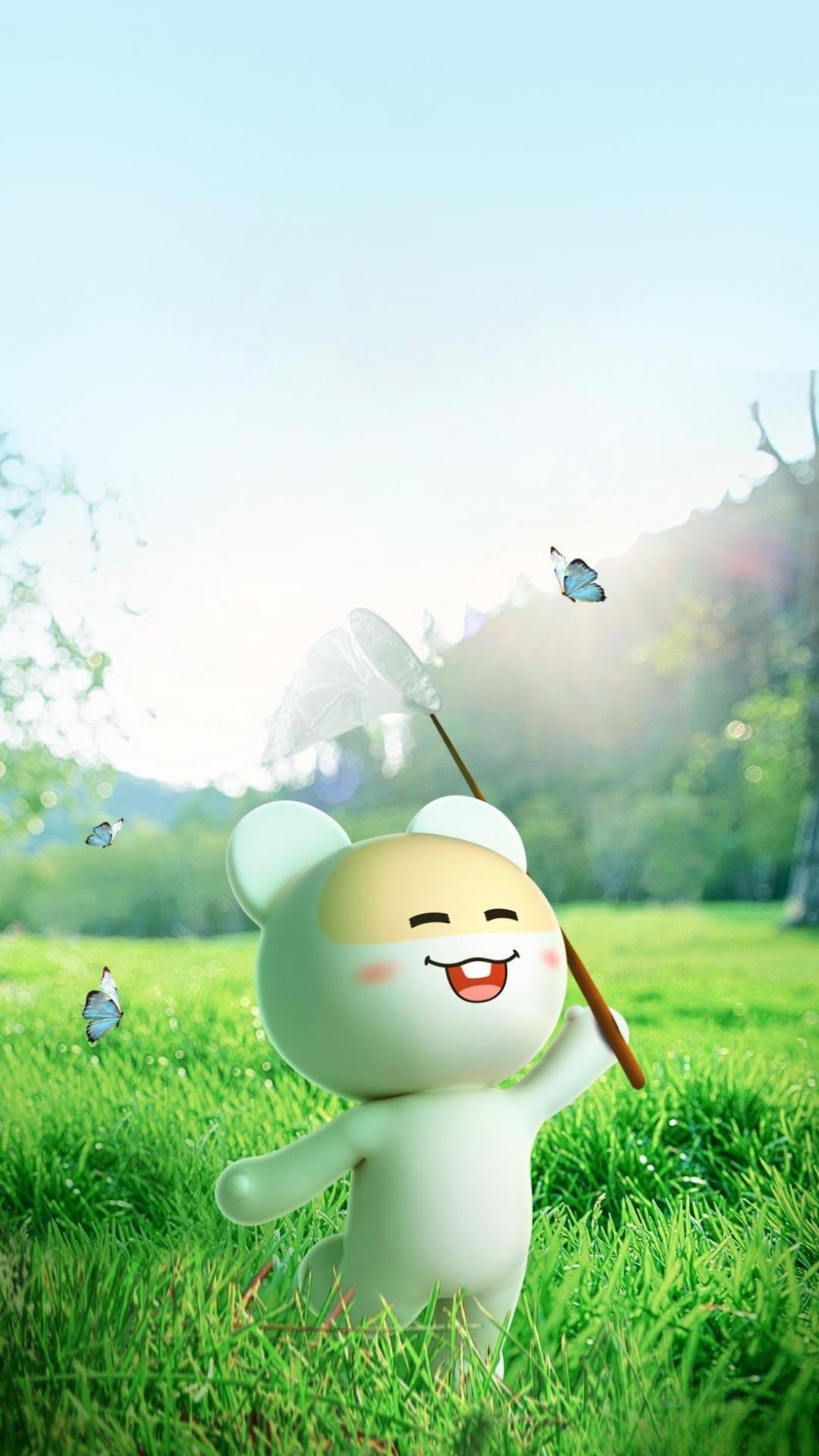 追逐着蝴蝶的呆萌笨笨鼠,高清图片,手机壁纸