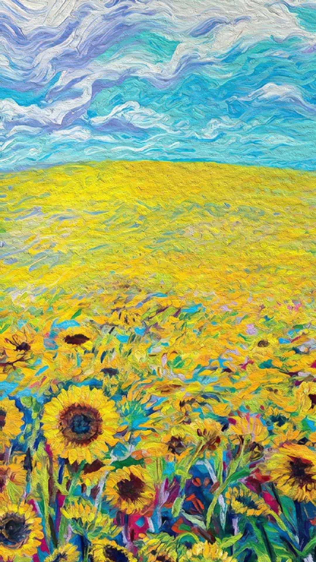 向日葵花海唯美艺术油画