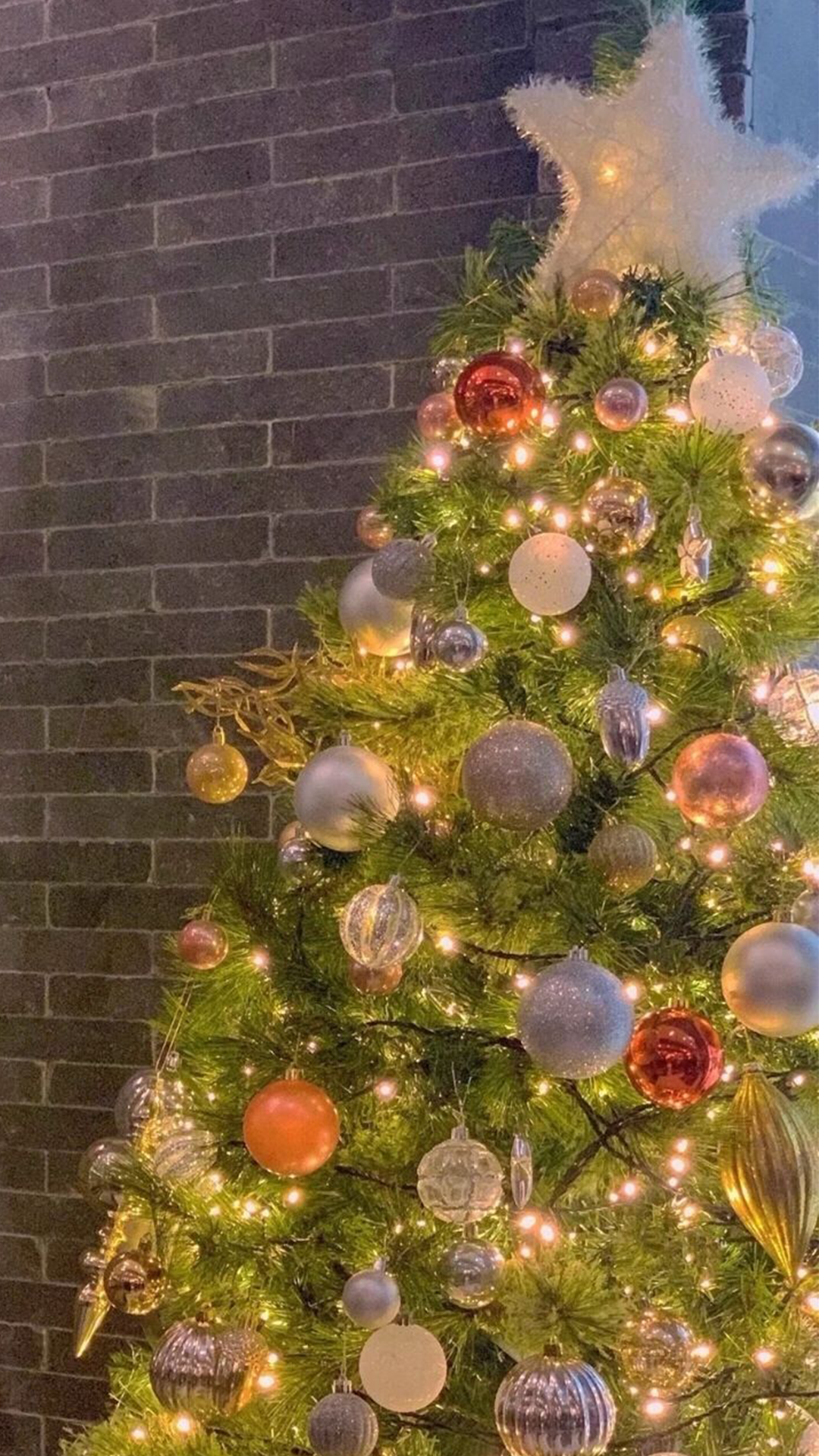 圣诞树璀璨唯美挂饰,高清图片,手机壁纸